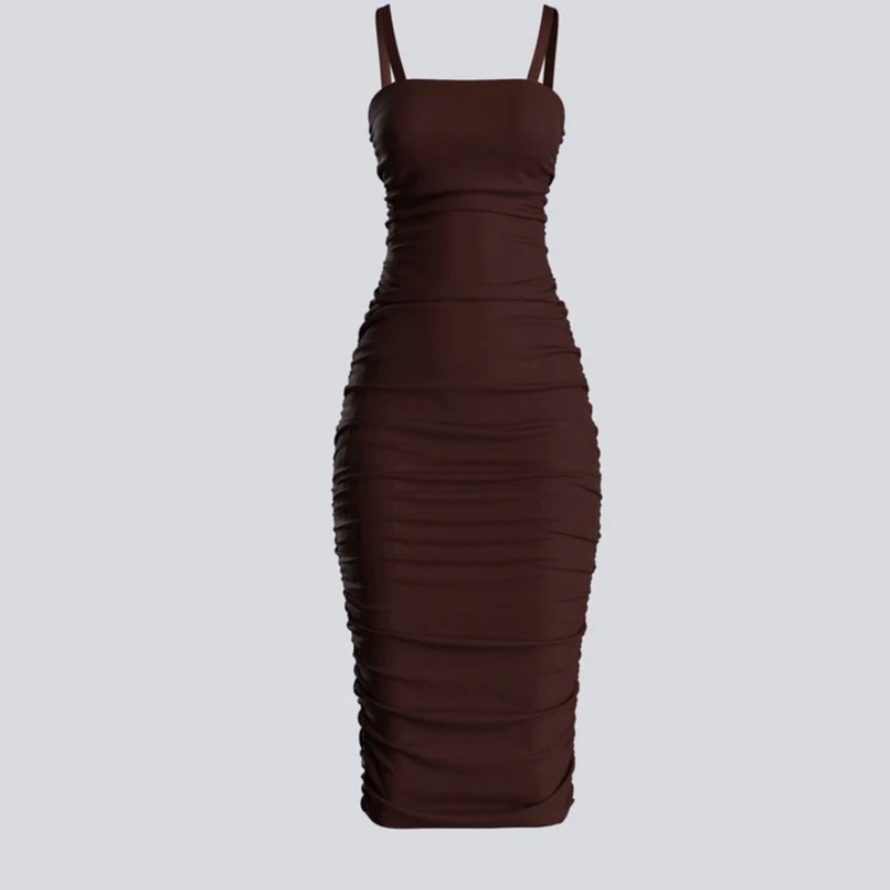 Chocolate brown runched dress